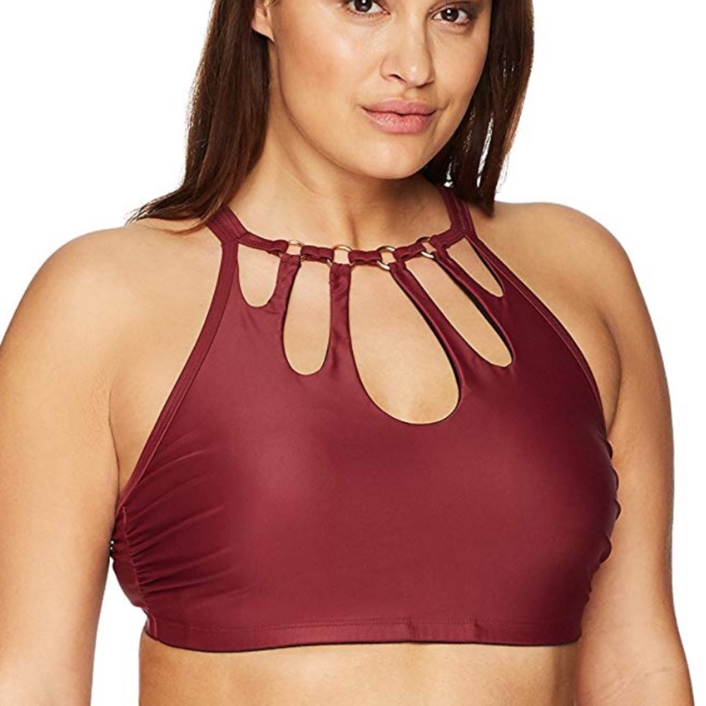 Coastal Blue High-Neck Keyhole Bikini Top 20/22 - Picture 3 of 4